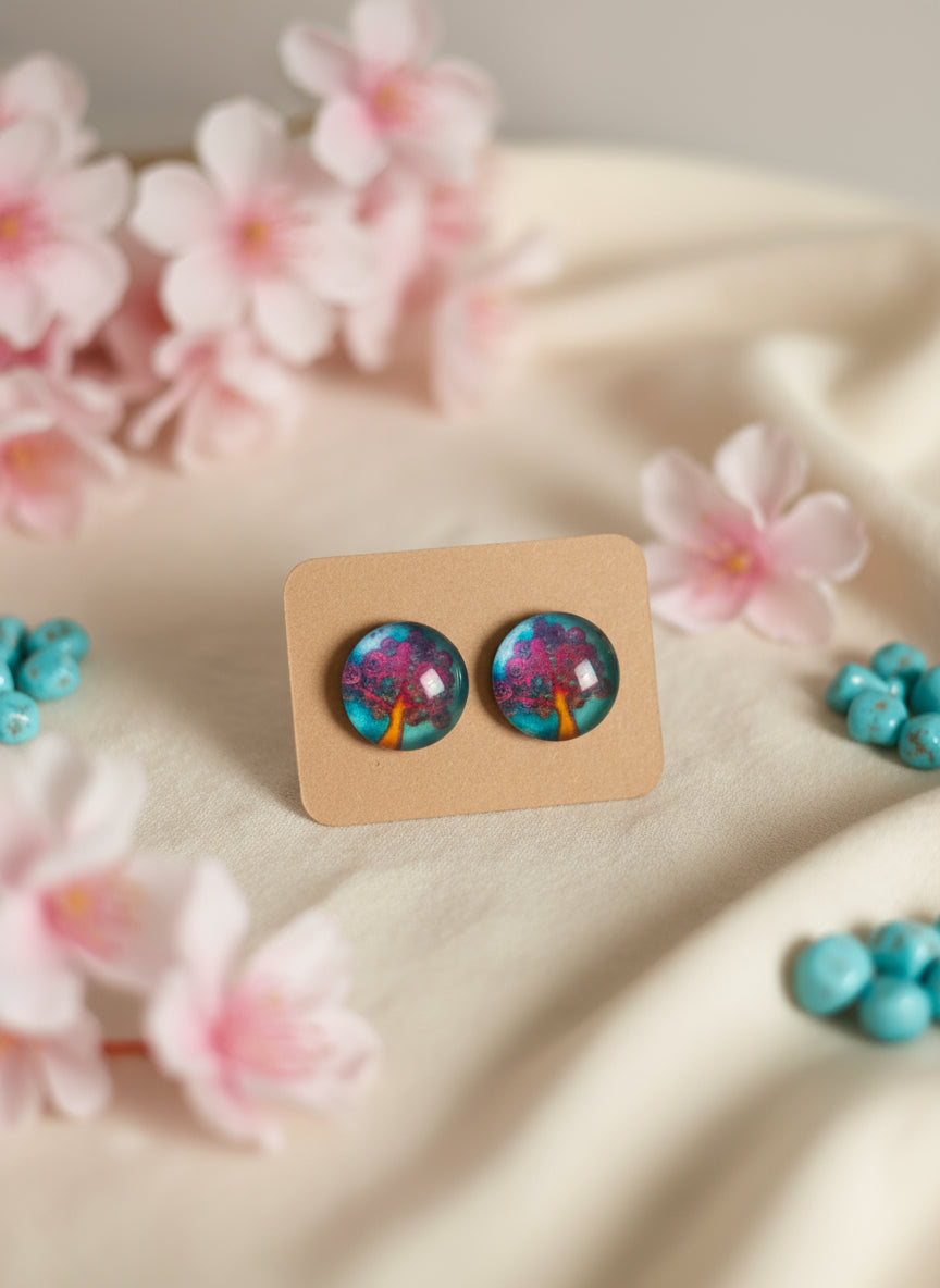 Cabochon Tree of Life Earring