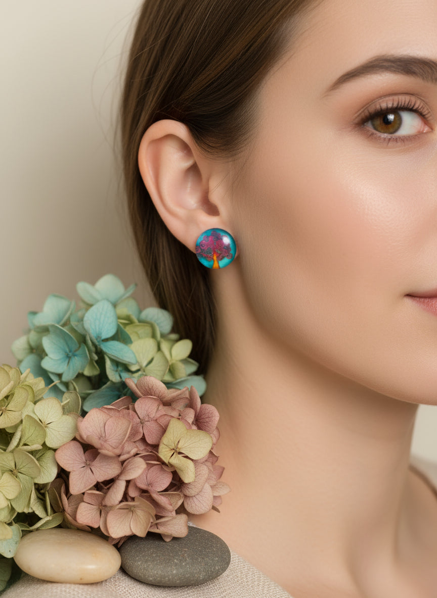 Cabochon Tree of Life Earring