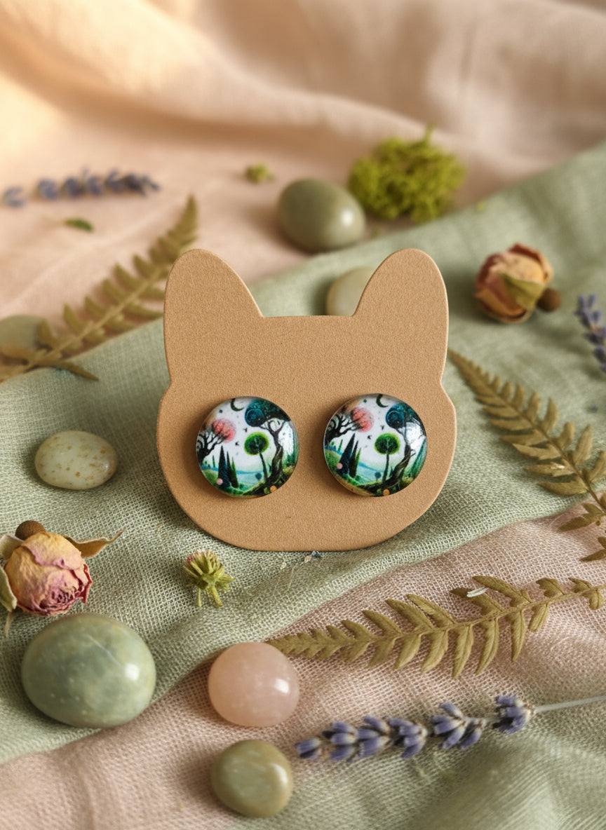 Cabochon Tree of Life Earring