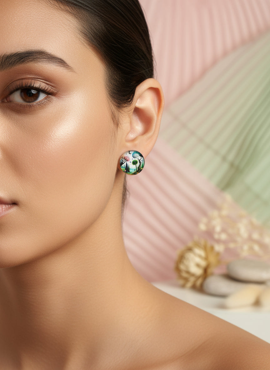 Cabochon Tree of Life Earring