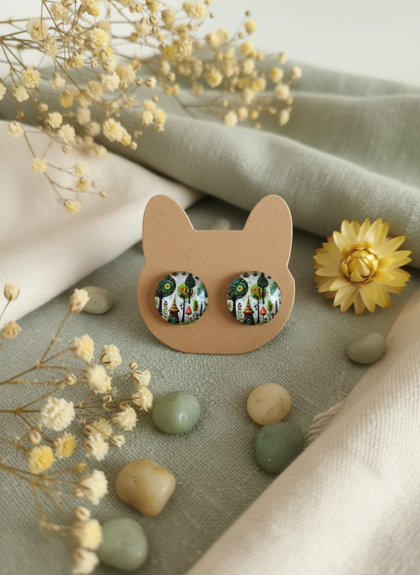 Cabochon Tree of Life Earring