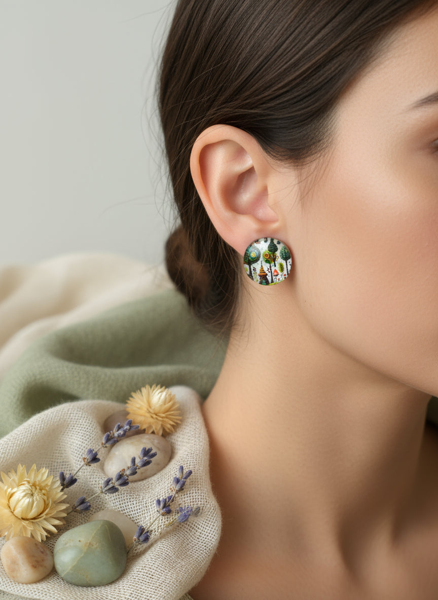 Cabochon Tree of Life Earring