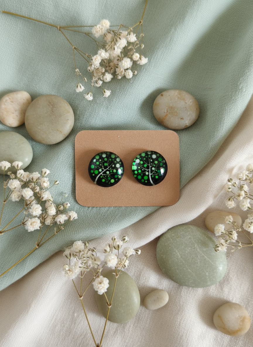Cabochon Tree of Life Earring
