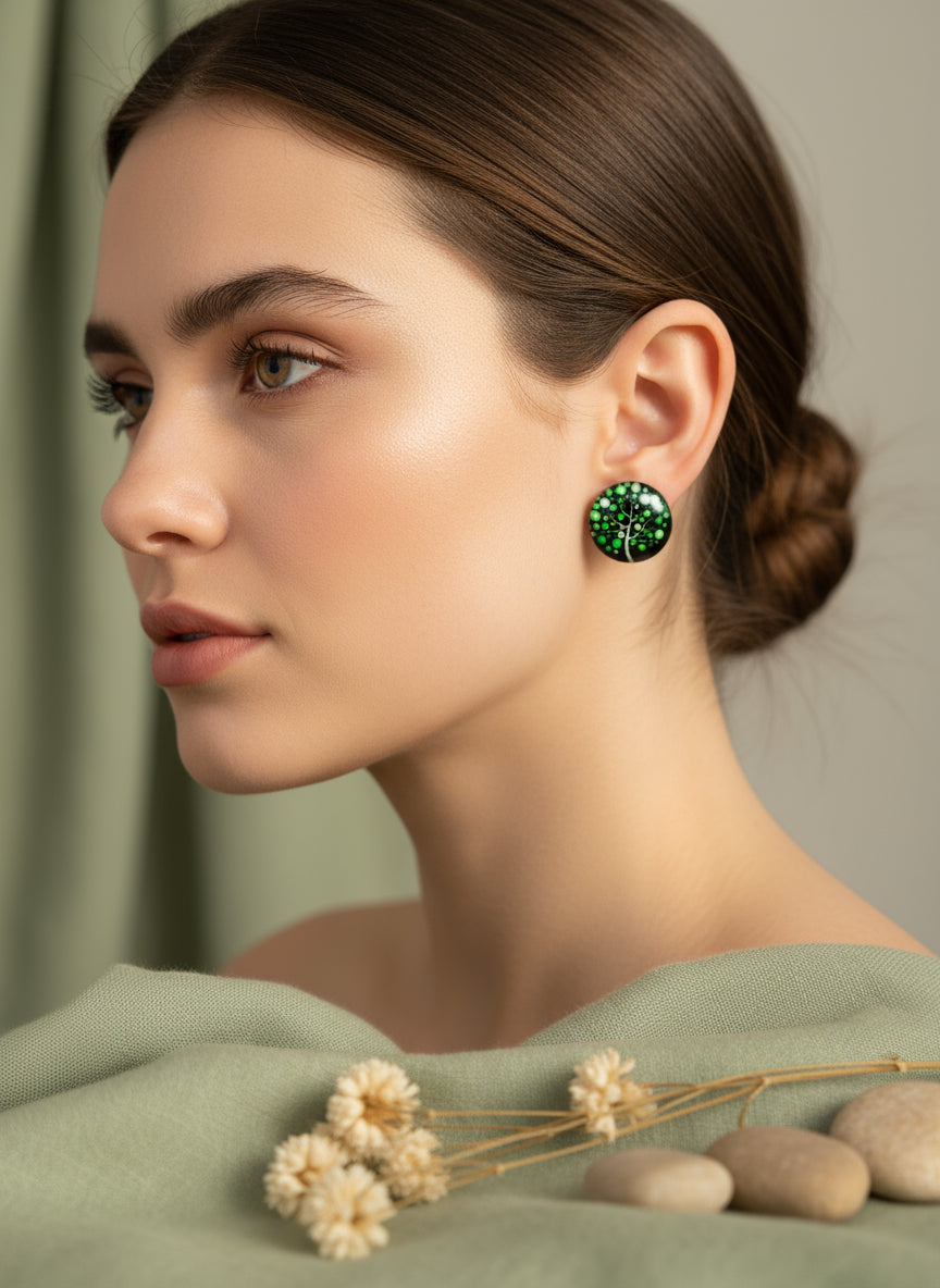 Cabochon Tree of Life Earring