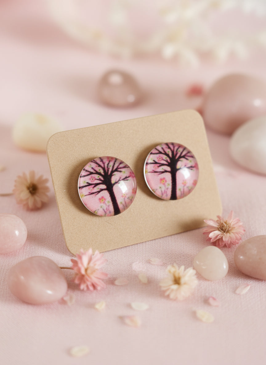 Cabochon Tree of Life Earring