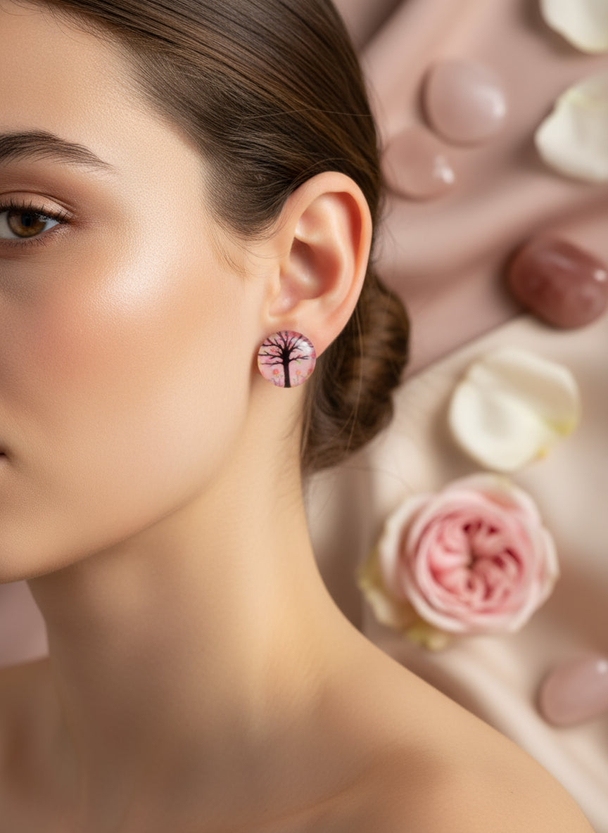 Cabochon Tree of Life Earring