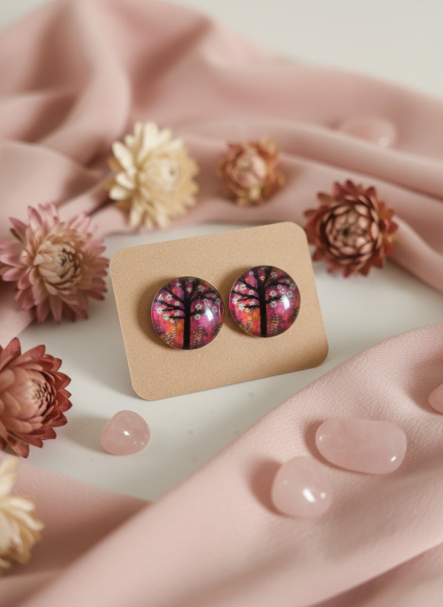 Cabochon Tree of Life Earring