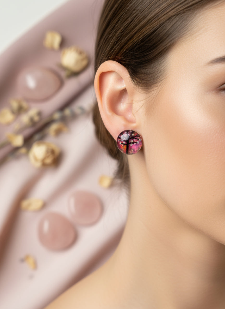 Cabochon Tree of Life Earring