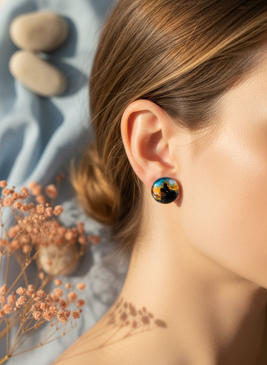 Cabochon Galactic Universe Earring