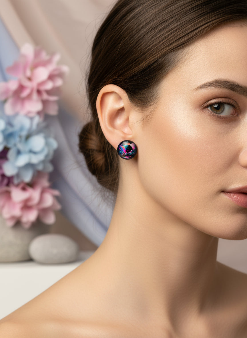 Cabochon Galactic Universe Earring