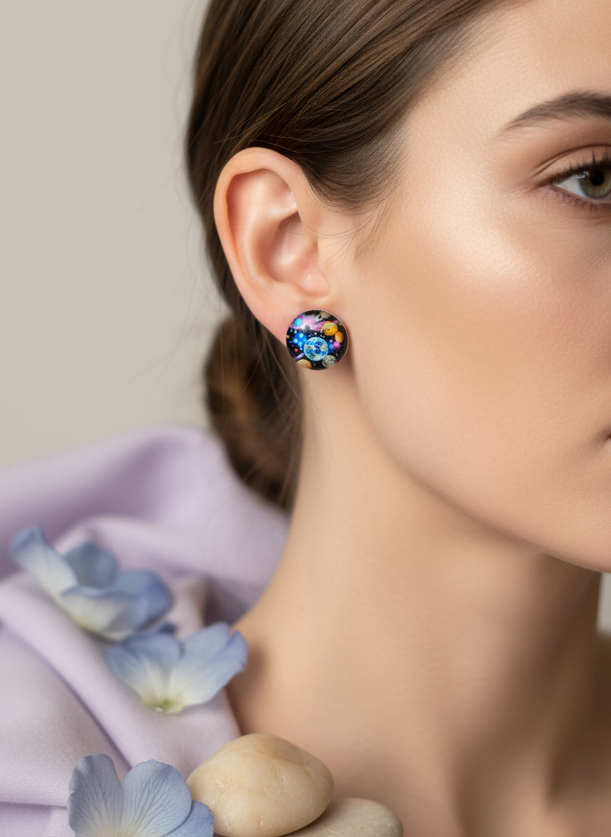 Cabochon Galactic Universe Earring