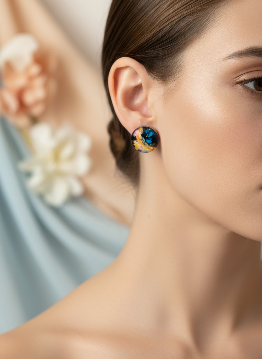 Cabochon Galactic Universe Earring